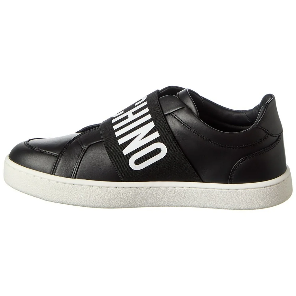 MOSCHINO LOGO BAND LEATHER SNEAKERS SZ EU 40 - Picture 3 of 17
